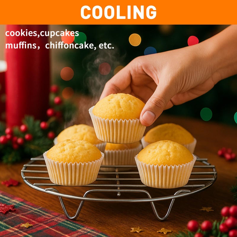 TamBee 2Pcs Cooking Rack Round 304 Stainless Steel Cooling Racks Baking and Cooling Steamer Rack w Stand Cookware for Air Fryer Pressure Cooker Canning (7&8 Inch) - Image 2